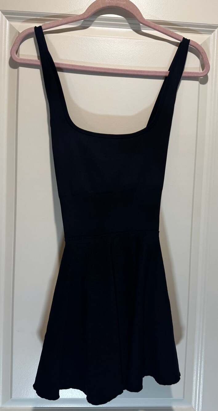 Black Athletic Active Dress with Built-in Shorts and Embossed Swirl Pattern